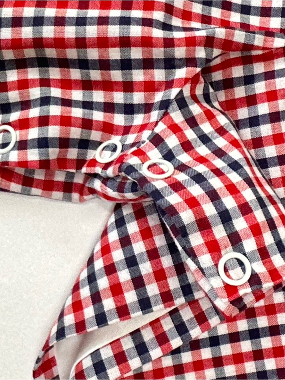 Three Sisters Boys 9M Smocked Red White & Blue Check Shortall Romper Boat Fish - Picture 5 of 11